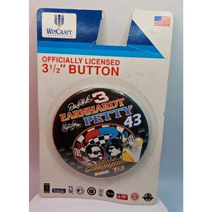 Dale Earnhardt & Richard Petty Nascar Wincraft 3 1/2" Button Pin VTG Made In USA